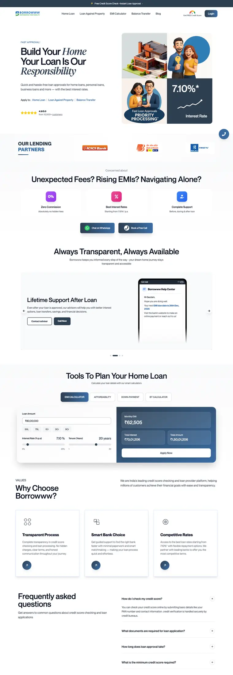 Full page design of the Borrowww website, built by Desire Div