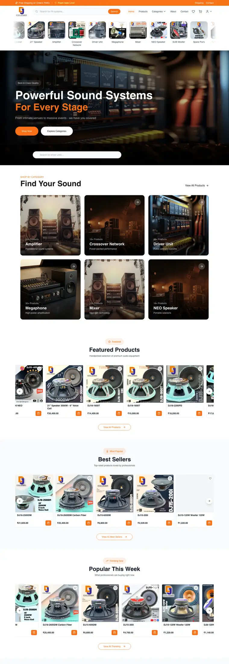 Full page design of the DJ-Challenger website, built by Desire Div
