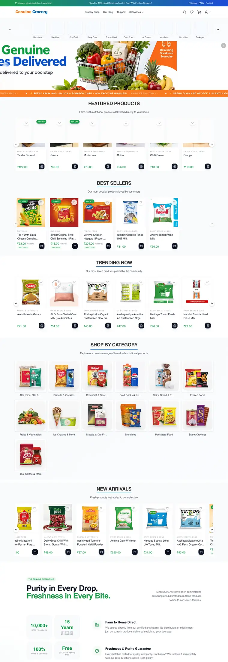 Full page design of the Genuine Grocery website, built by Desire Div
