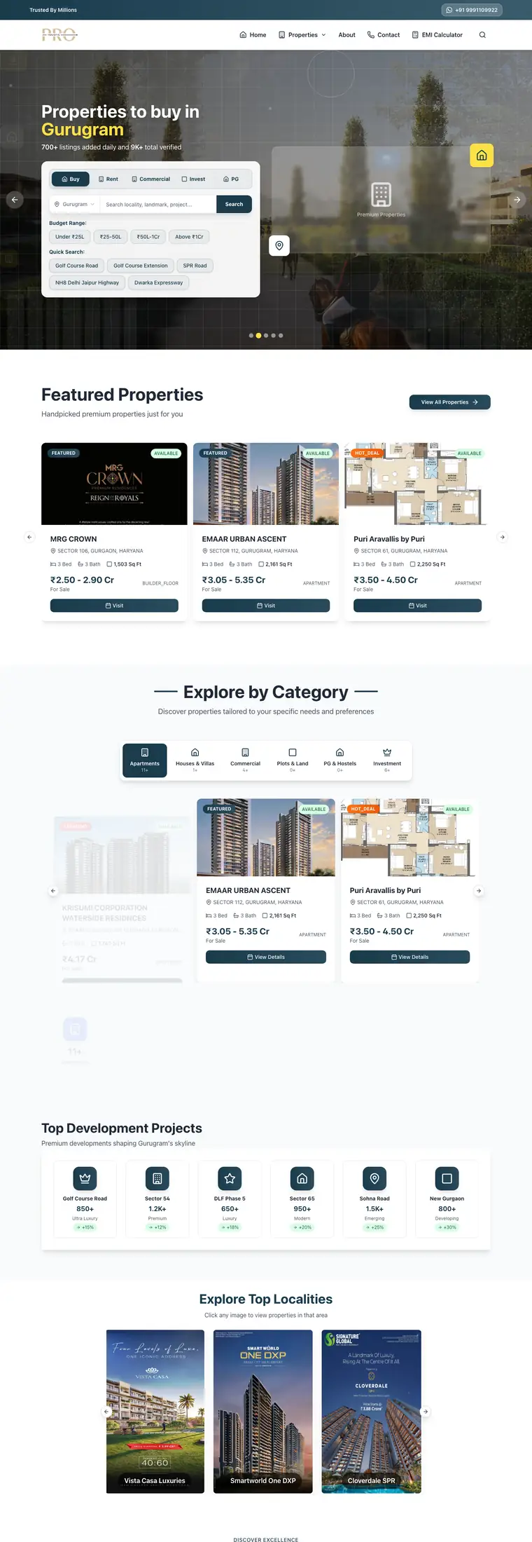 Full page design of the Pro Housing website, built by Desire Div